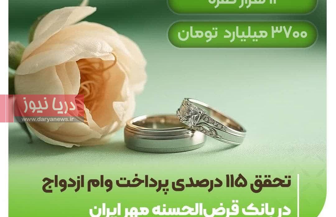 تحقق ۱۱۵ درصدی پرداخت وام ازدواج در بانک قرضالحسنه مهر ایران